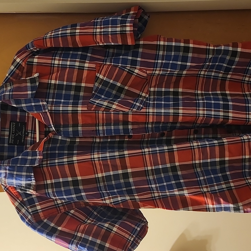 Women's red blue and cream top Silver Needle Genuine Product XL